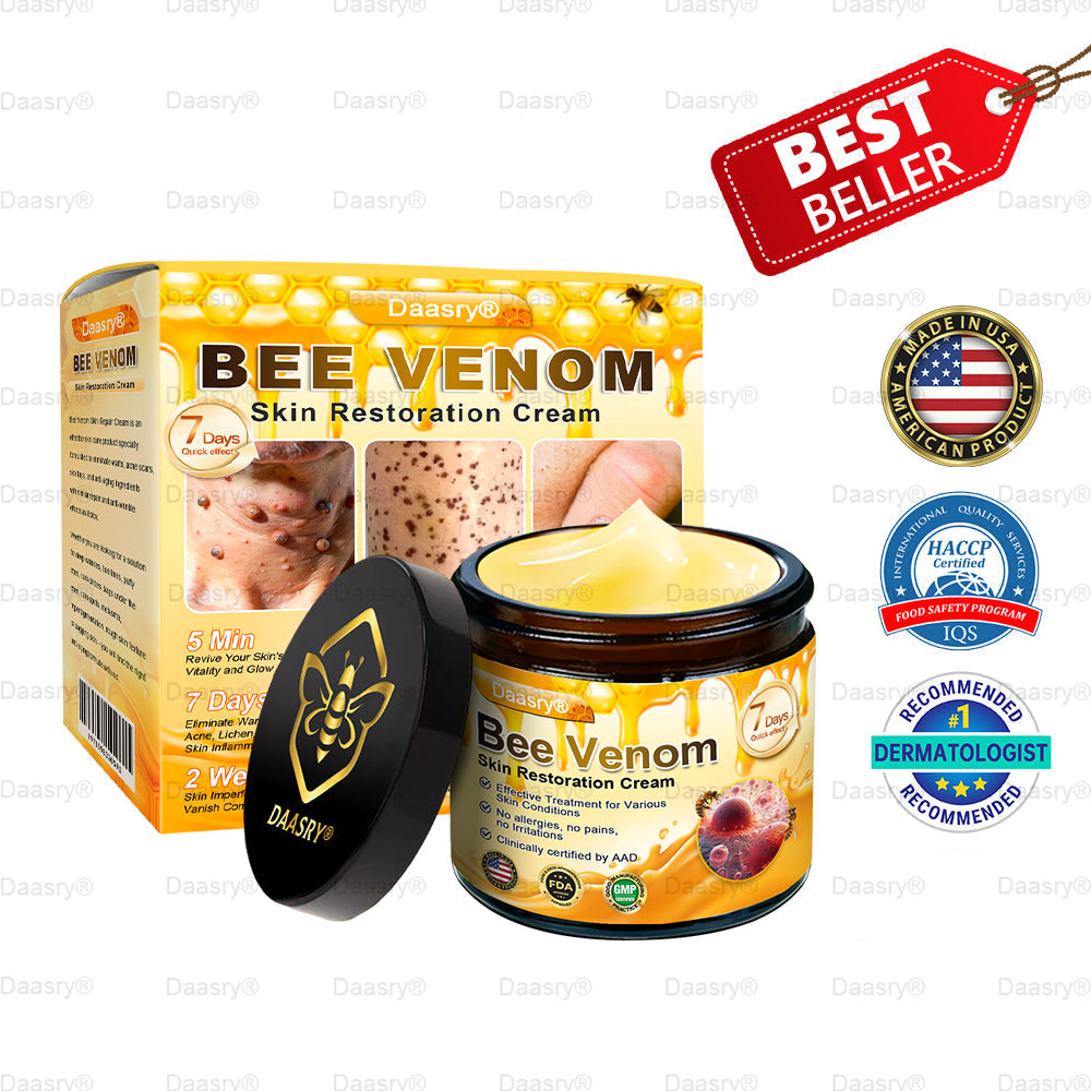 FDA Official: Daasry® Botox Bee Venom Skin Restoration Cream - Anti-aging, Hydrating, Skin Firming & Lifting, Skin Repair, Even Tone, Acne and Dark Spot Treatment, Wart and Mole Removal, and Psoriasis Relief.
