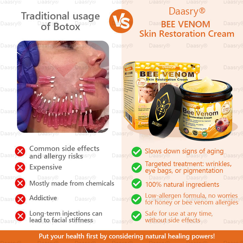 FDA Official: Daasry® Botox Bee Venom Skin Restoration Cream - Anti-aging, Hydrating, Skin Firming & Lifting, Skin Repair, Even Tone, Acne and Dark Spot Treatment, Wart and Mole Removal, and Psoriasis Relief.