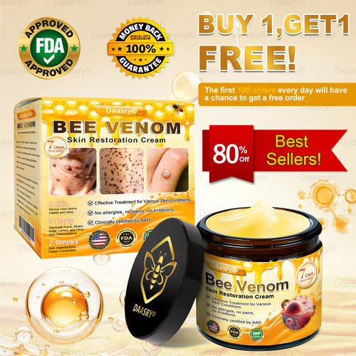 FDA Official: Daasry® Botox Bee Venom Skin Restoration Cream - Anti-aging, Hydrating, Skin Firming & Lifting, Skin Repair, Even Tone, Acne and Dark Spot Treatment, Wart and Mole Removal, and Psoriasis Relief.